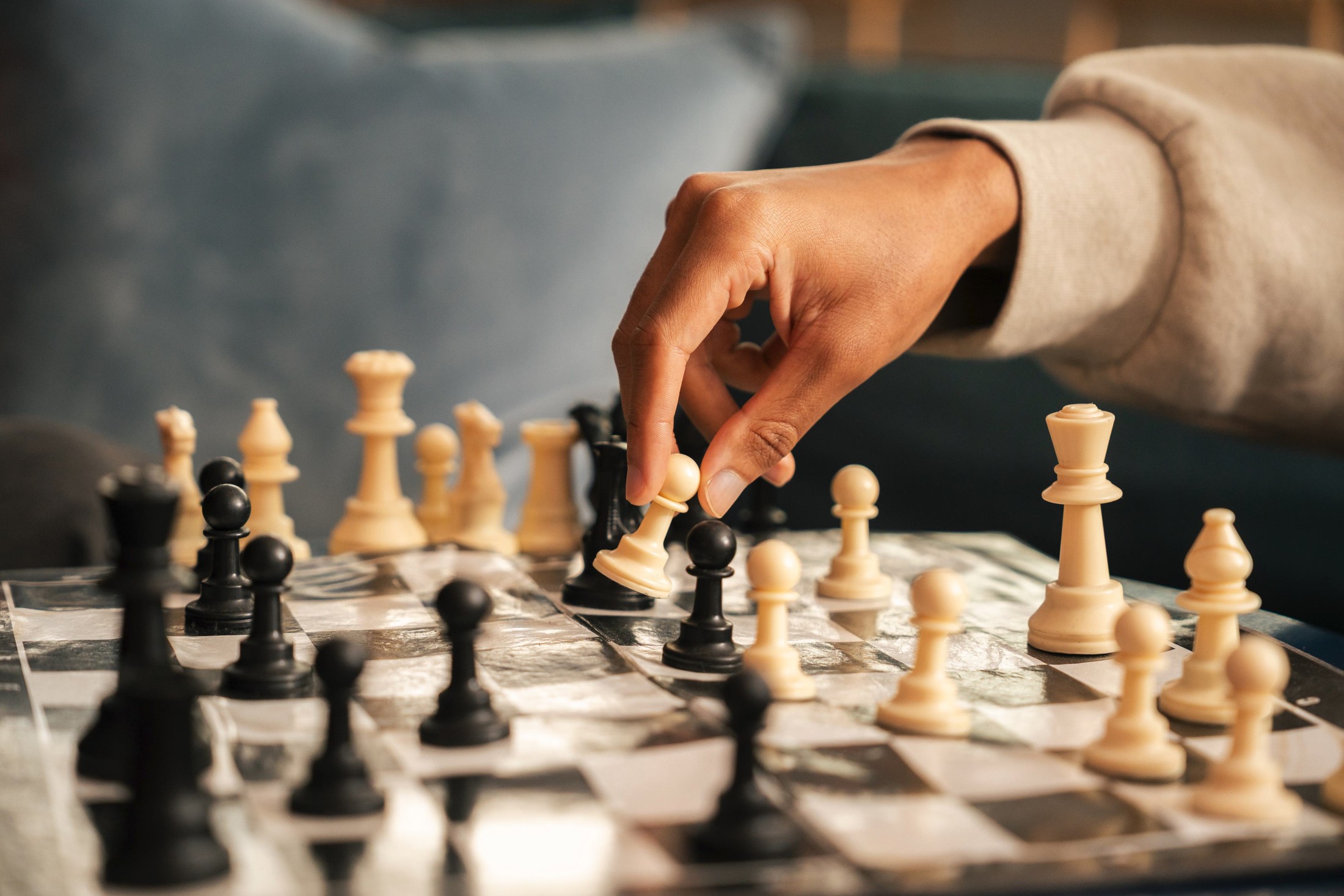 Chess in the Lovers Walk games room.