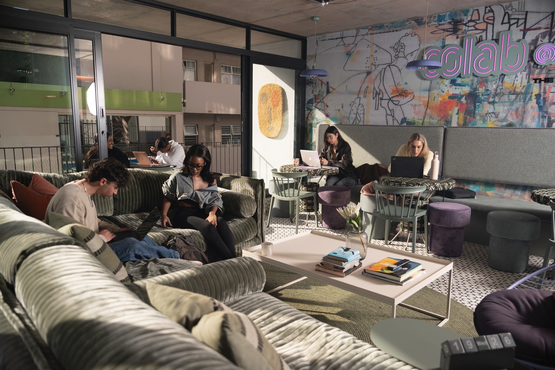 The communal lounge and collaboration area at Main Road.