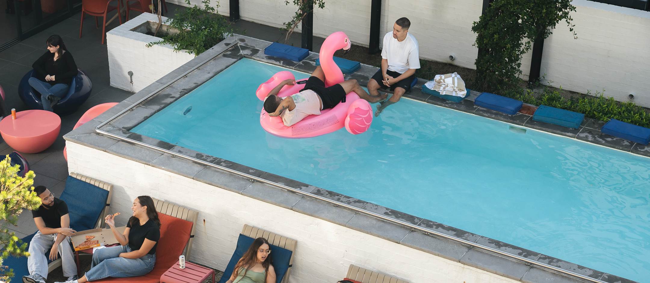 The swimming pool and social spaces at Lovers Walk.