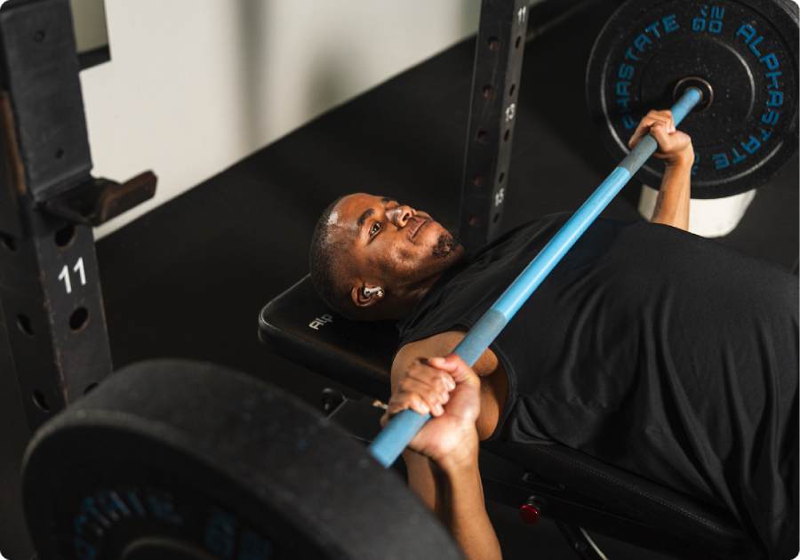 A resident using the on-site gym